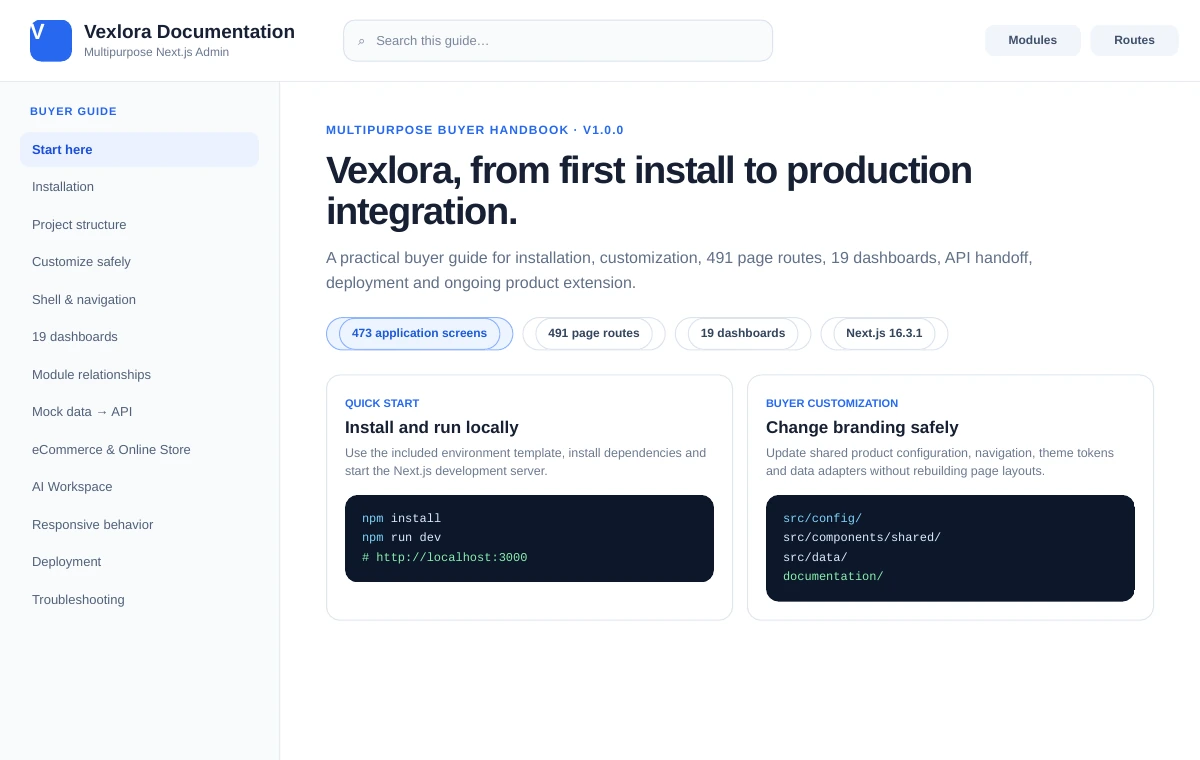 Vexlora buyer documentation preview